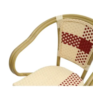 mobiliario-contract-sillon garnier apilable aluminio ratan beige y rojo 4
